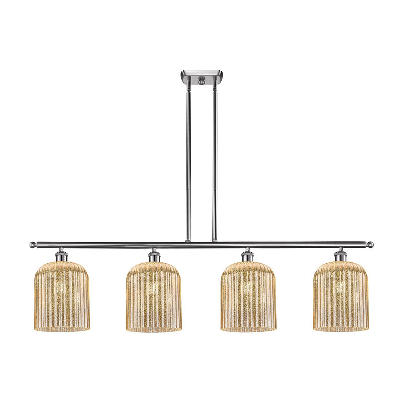 Innovations Bridal Veil 48in 4-Light Island Light | Art Nouveau Brushed Satin Nickel and Mercury Ribbed Glass | Kitchen Island | Model 516-4I-SN-G559-8ME