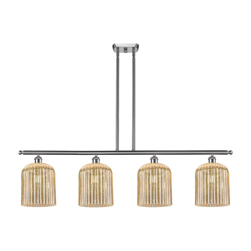 Innovations Bridal Veil 48in 4-Light Island Light | Art Nouveau Brushed Satin Nickel and Mercury Ribbed Glass | Kitchen Island | Model 516-4I-SN-G559-8ME