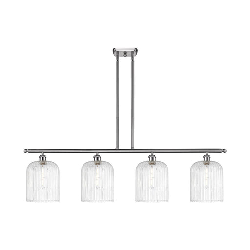 Innovations Bridal Veil 48in 4-Light Island Light | Art Nouveau Brushed Satin Nickel Steel and Seedy Ribbed Glass | Kitchen | Model 516-4I-SN-G559-8SDY