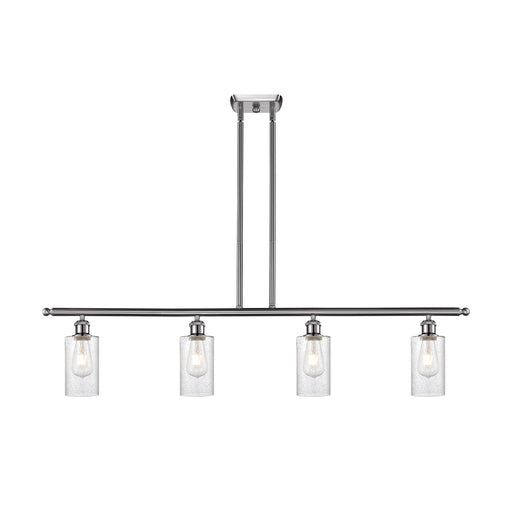 Innovations Clymer 48in 4-Light Island Light | Art Nouveau Brushed Satin Nickel Steel and Seedy Glass | Kitchen Island & Dining | Model 516-4I-SN-G804