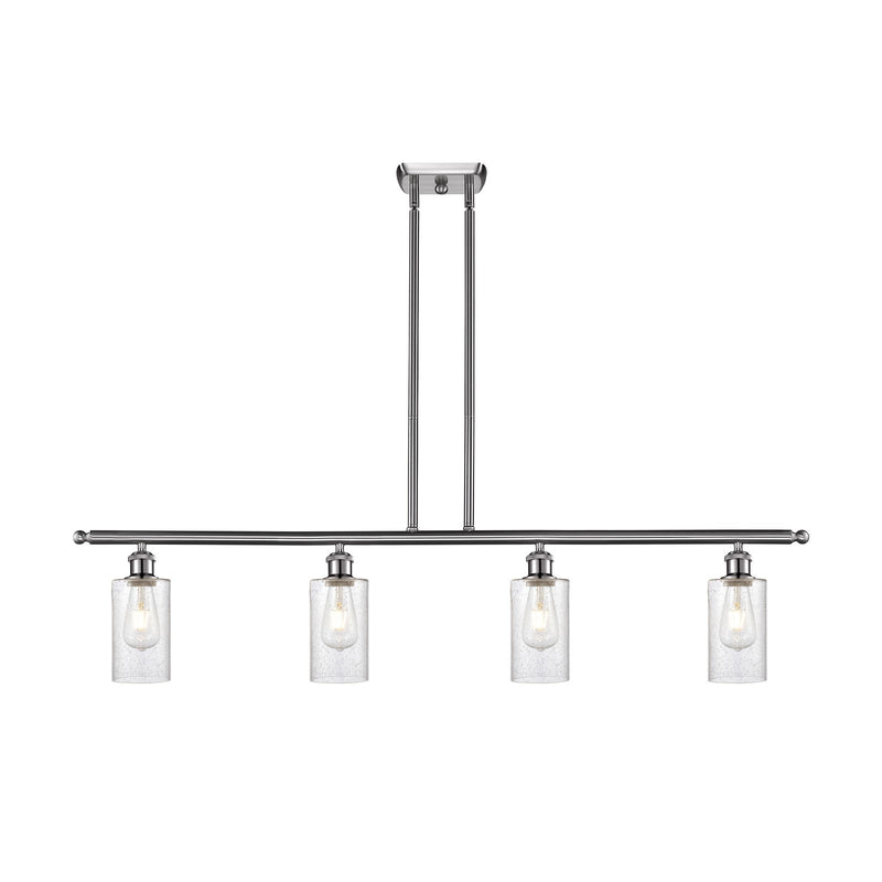 Innovations Clymer 48in 4-Light Island Light | Art Nouveau Brushed Satin Nickel Steel and Seedy Glass | Kitchen Island & Dining | Model 516-4I-SN-G804