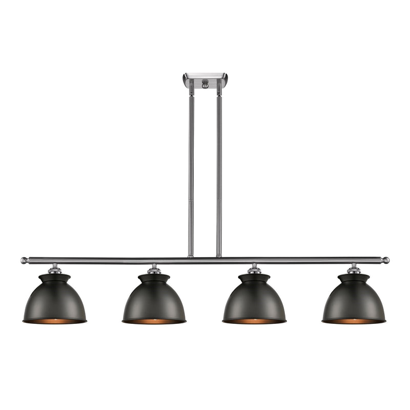 Innovations Adirondack 48in 4-Light Island Light | Industrial Farmhouse Brushed Satin Nickel and Matte Black Metal | Kitchen | Model 516-4I-SN-M14-BK-LED