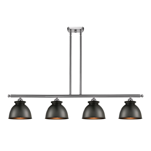Innovations Adirondack 48in 4-Light Island Light | Industrial Farmhouse Brushed Satin Nickel and Matte Black Metal | Kitchen | Model 516-4I-SN-M14-BK-LED