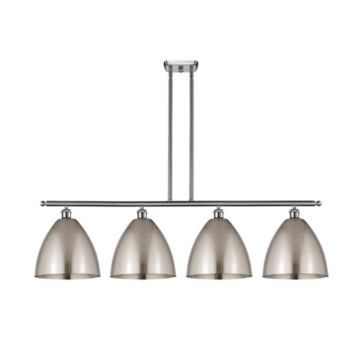 Innovations Bristol 50in 4-Light Island Light | Industrial Farmhouse Brushed Satin Nickel Steel and Metal Shade | Kitchen | Model 516-4I-SN-MBD-12-SN