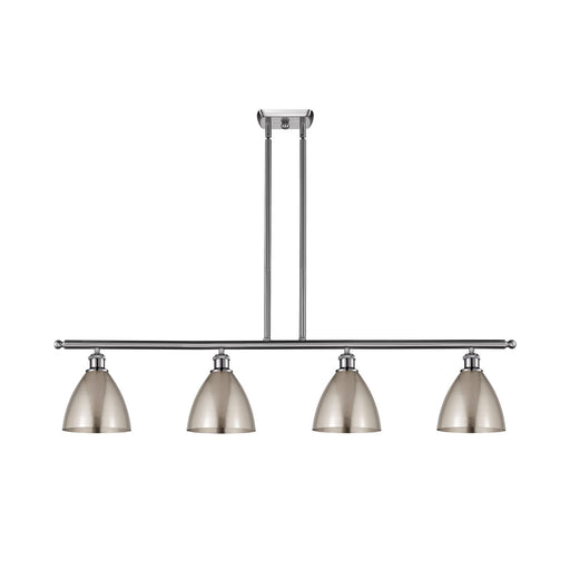 Innovations Bristol 48in 4-Light Island Light | Industrial Farmhouse Brushed Satin Nickel Steel and Metal Shade | Kitchen | Model 516-4I-SN-MBD-75-SN