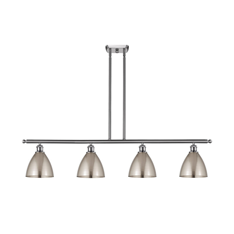 Innovations Bristol 48in 4-Light Island Light | Industrial Farmhouse Brushed Satin Nickel Steel and Metal Shade | Kitchen | Model 516-4I-SN-MBD-75-SN