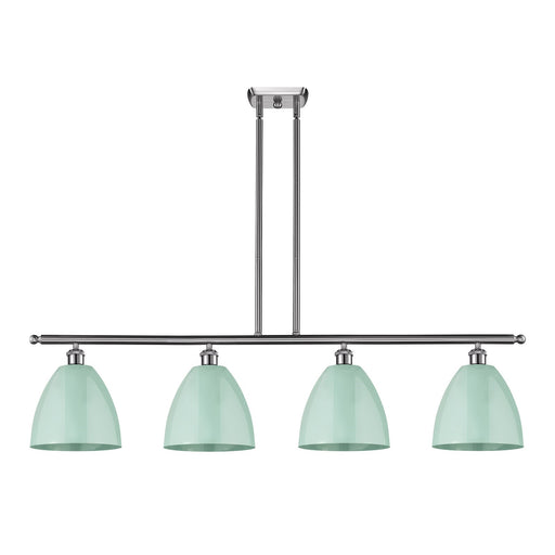 Innovations Plymouth 48in 4-Light Island Light | Industrial Farmhouse Brushed Satin Nickel and Matte Seafoam Metal | Kitchen | Model 516-4I-SN-MBD-9-SF