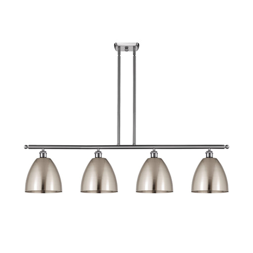 Innovations Bristol 48in 4-Light Island Light | Industrial Brushed Satin Nickel Steel and Brushed Satin Nickel Metal Shade | Model 516-4I-SN-MBD-9-SN-LED