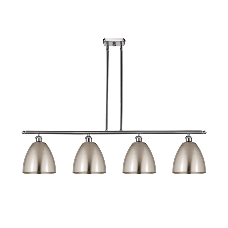 Innovations Bristol 48in 4-Light Island Light | Industrial Brushed Satin Nickel Steel and Brushed Satin Nickel Metal Shade | Model 516-4I-SN-MBD-9-SN-LED