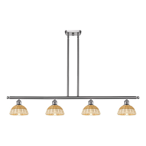 Innovations Lighting Bristol Natural II 48in 4-Light Island Light | Industrial Brushed Satin Nickel Steel and Natural Fiber | Model 516-4I-SN-NBD2-75-NAT