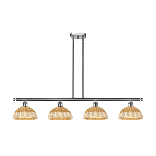 Innovations Bristol Natural II 48in 4-Light Island Light | Industrial Brushed Satin Nickel and Natural Fiber Dome Shade | Model 516-4I-SN-NBD2-9-NAT