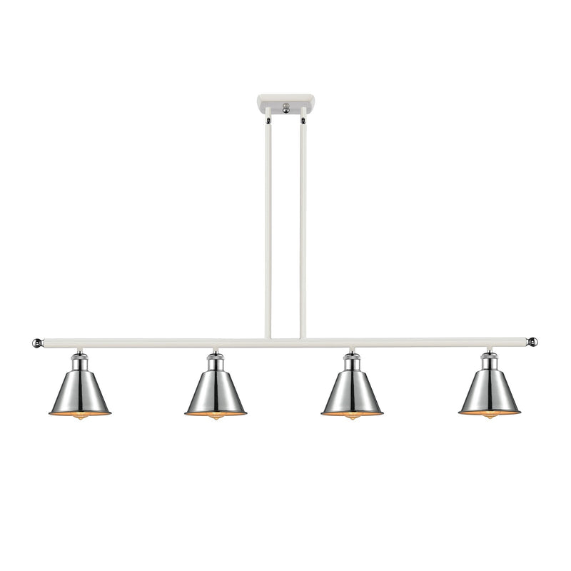 Innovations Smithfield 48in 4-Light Island Light | Industrial White Polished Chrome Metal | Kitchen Island & Dining Room | 48 x 8 in | Model 516-4I-WPC-M8