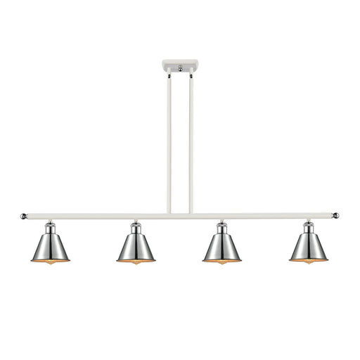 Innovations Smithfield 48in 4-Light Island Light | Industrial White Polished Chrome Metal | Kitchen Island & Dining Room | 48 x 8 in | Model 516-4I-WPC-M8