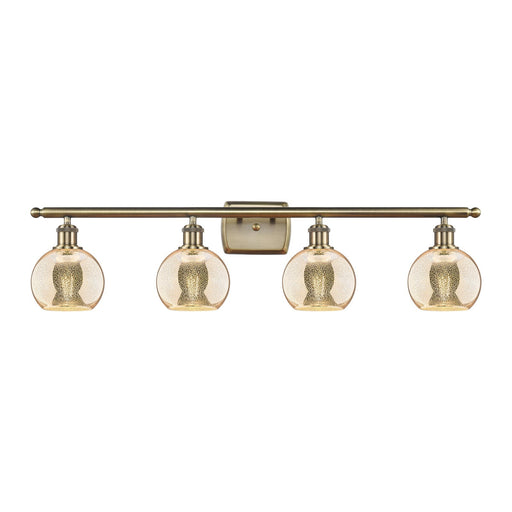 Innovations Athens 36in 4-Light Bath Vanity Light | Industrial Antique Brass Steel and Mercury Glass | Bathroom Vanity & Powder | Model 516-4W-AB-G128-6