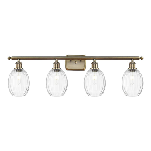 Innovations Preston Bulb 36in 4-Light Bath Vanity Light | Industrial Antique Brass and Clear Glass | Bathroom Vanity | 36.25 x | Model 516-4W-AB-G459-6CL