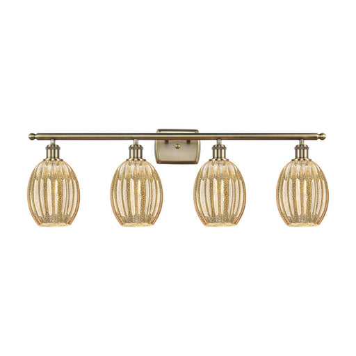 Innovations Preston Bulb 36in 4-Light Bath Vanity Light | Industrial Antique Brass Steel and Mercury Glass | Bathroom Vanity | Model 516-4W-AB-G459-6ME