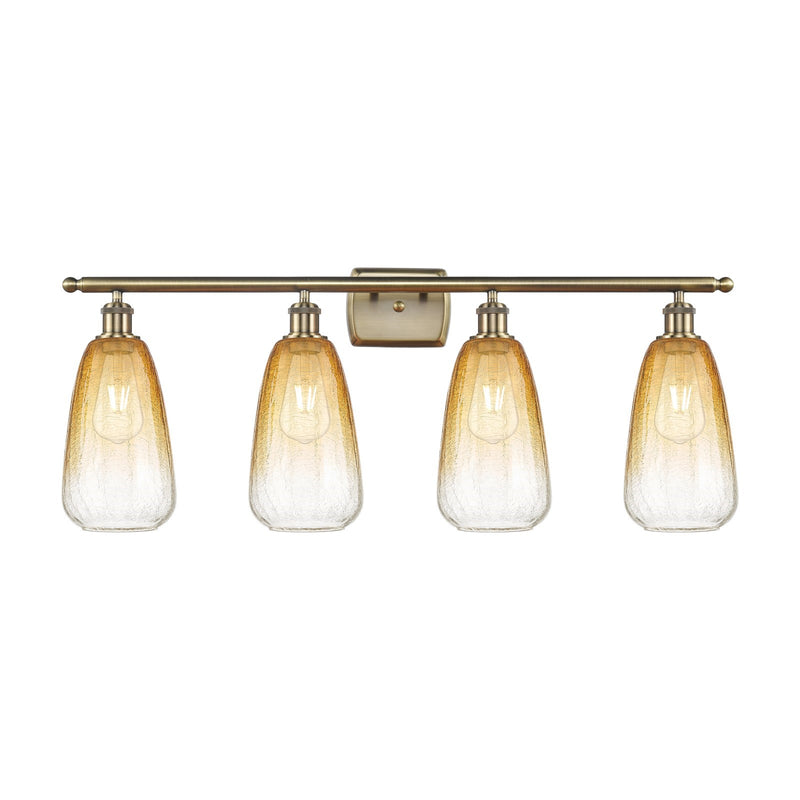 Innovations Brookhaven Almond 36in 4-Light Bath Vanity Light | Industrial Antique Brass and Amber Glass | Bathroom Vanity | 36 | Model 516-4W-AB-G480-6AM