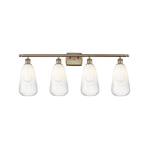Innovations Brookhaven Almond 36in 4-Light Bath Vanity Light | Industrial Antique Brass Steel and Opal Glass | Bathroom Vanity | Model 516-4W-AB-G480-6OP