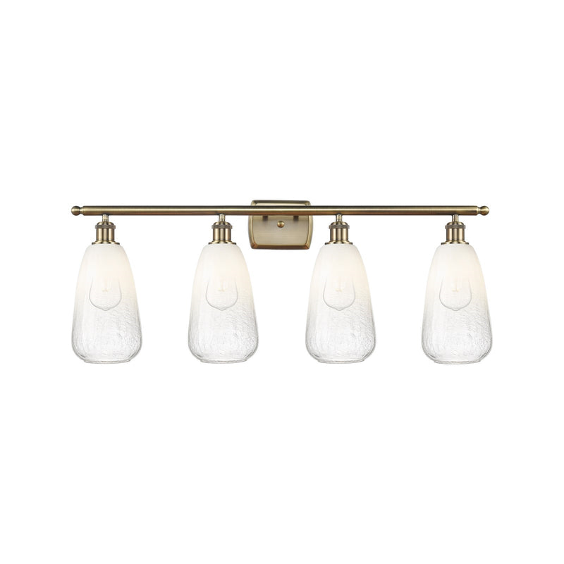 Innovations Brookhaven Almond 36in 4-Light Bath Vanity Light | Industrial Antique Brass Steel and Opal Glass | Bathroom Vanity | Model 516-4W-AB-G480-6OP