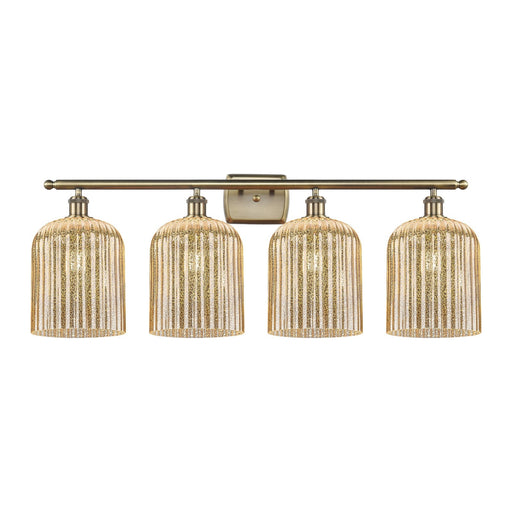 Innovations Bridal Veil 35in 4-Light Bath Vanity | Art Nouveau Antique Brass Steel and Mercury Ribbed Glass | Bathroom Vanity | Model 516-4W-AB-G559-8ME