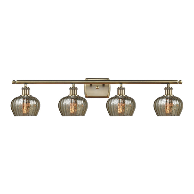 Innovations Fenton 37in 4-Light Bath Vanity Light | Industrial Antique Brass and Mercury Glass | Bathroom Vanity | 36.5 x 8.5 x 7.38 | Model 516-4W-AB-G96