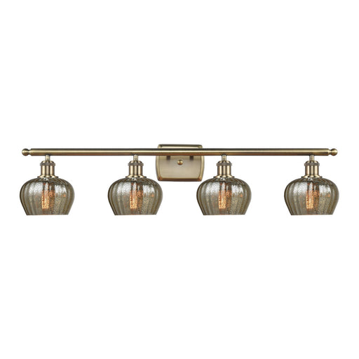 Innovations Fenton 37in 4-Light Bath Vanity Light | Industrial Antique Brass and Mercury Glass | Bathroom Vanity | 36.5 x 8.5 x 7.38 | Model 516-4W-AB-G96