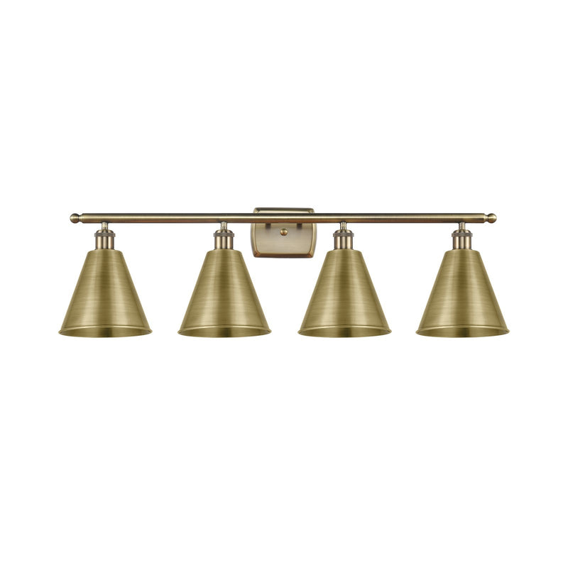 Innovations Berkshire 38in 4-Light Bath Vanity Light | Industrial Antique Brass Steel and Cast Brass with Antique Brass | Model 516-4W-AB-MBC-8-AB-LED