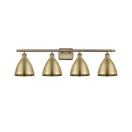 Innovations Bristol 38in 4-Light Bath Vanity | Industrial Farmhouse Antique Brass Steel and Cast Brass with Antique Brass | Model 516-4W-AB-MBD-75-AB