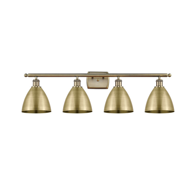 Innovations Bristol 38in 4-Light Bath Vanity Light | Industrial Antique Brass and Metal Shade | Bathroom Vanity | 37.5 x | Model 516-4W-AB-MBD-75-AB-LED