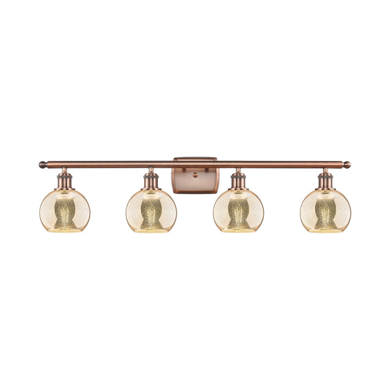 Innovations Athens 36in 4-Light Bath Vanity | Industrial Antique Copper Steel and Mercury Glass | Bathroom Vanity Light | 35.88 x | Model 516-4W-AC-G128-6