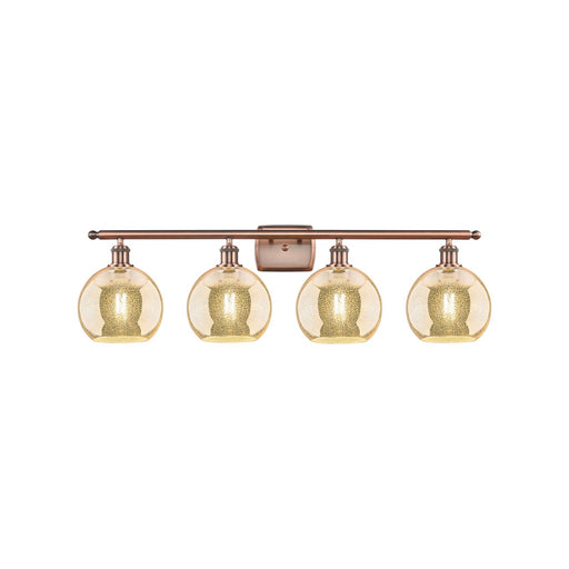 Innovations Athens 38in 4-Light Bath Vanity Light | Industrial Antique Copper Steel and Mercury Glass | Bathroom Vanity | 38 x | Model 516-4W-AC-G128-8