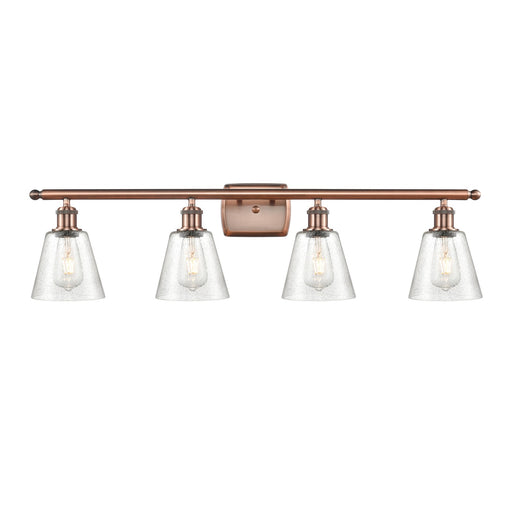 Innovations Caton 36in 4-Light Bath Vanity Light | Industrial Antique Copper Steel and Frosted Glass | Bathroom Vanity | 36 x 7.12 | Model 516-4W-AC-G454