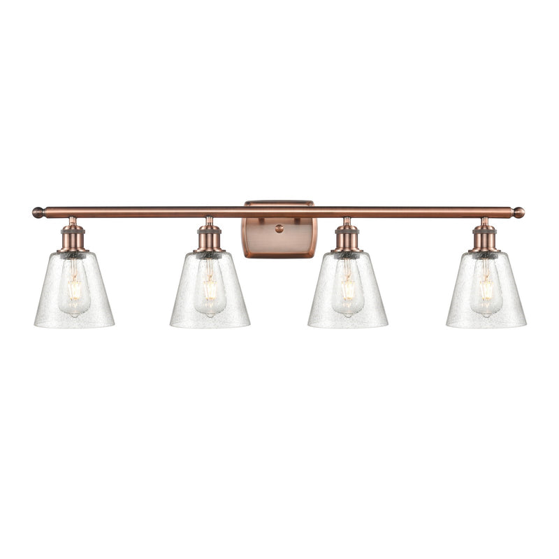 Innovations Caton 36in 4-Light Bath Vanity Light | Industrial Antique Copper Steel and Frosted Glass | Bathroom Vanity | 36 x 7.12 | Model 516-4W-AC-G454