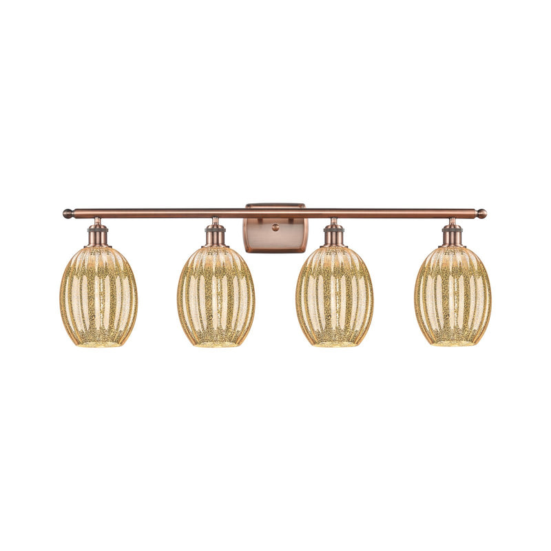 Innovations Preston Bulb 36in 4-Light Bath Vanity Light | Industrial Antique Copper Steel and Mercury Glass | Bathroom Vanity | Model 516-4W-AC-G459-6ME