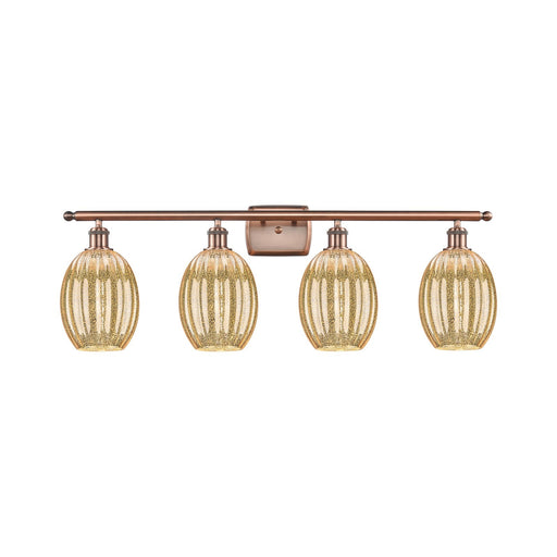 Innovations Preston Bulb 36in 4-Light Bath Vanity Light | Industrial Antique Copper Steel and Mercury Glass | Bathroom Vanity | Model 516-4W-AC-G459-6ME