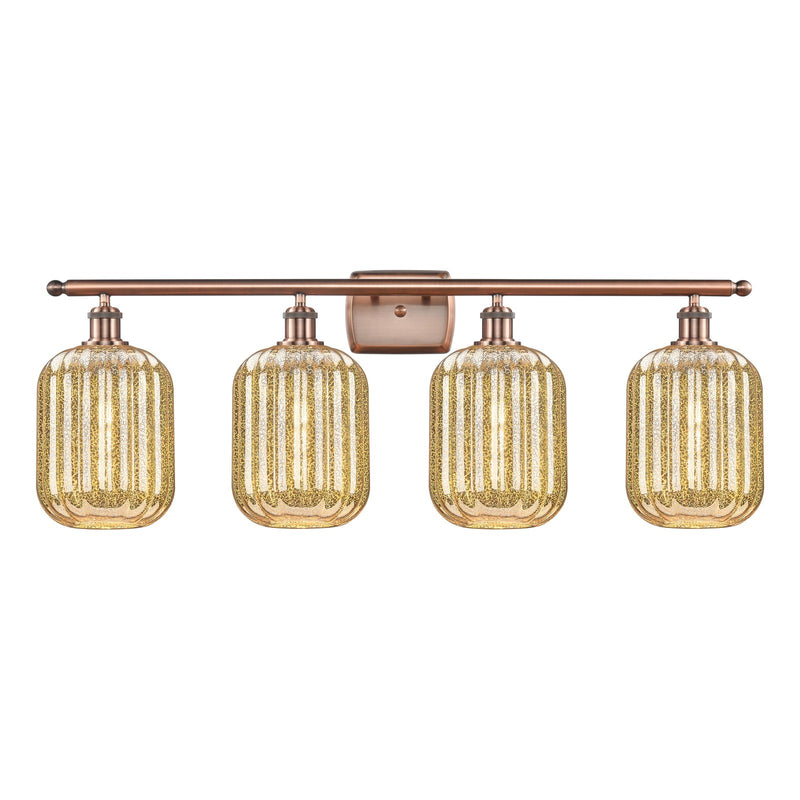 Innovations Preston Cylinder 37in 4-Light Bath Vanity | Industrial Antique Copper Steel and Mercury Glass | Bathroom Vanity | Model 516-4W-AC-G460-7ME