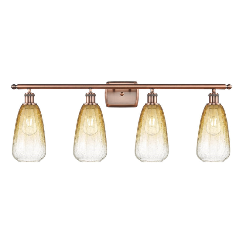 Innovations Brookhaven Almond 36in 4-Light Bath Vanity Light | Industrial Antique Copper and Amber Glass | Bathroom Vanity | 36 | Model 516-4W-AC-G480-6AM