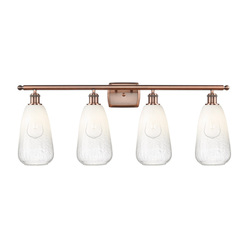 Innovations Brookhaven Almond 36in 4-Light Bath Vanity | Industrial Modern Antique Copper Steel and Opal Glass | Bathroom | Model 516-4W-AC-G480-6OP