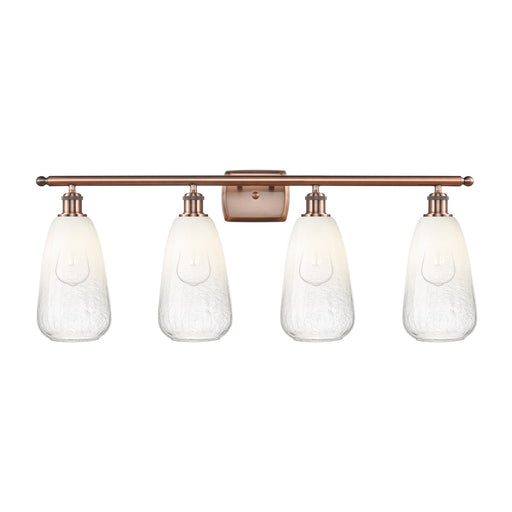 Innovations Brookhaven Almond 36in 4-Light Bath Vanity | Industrial Modern Antique Copper Steel and Opal Glass | Bathroom | Model 516-4W-AC-G480-6OP