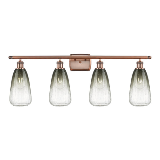 Innovations Brookhaven Almond 36in 4-Light Bath Vanity Light | Industrial Antique Copper Steel and Slate Glass | Bathroom | Model 516-4W-AC-G480-6SL