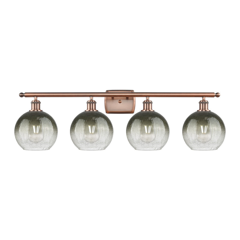 Innovations Brookhaven Globe 38in 4-Light Bath Vanity Light | Industrial Antique Copper and Slate Glass | Bathroom Vanity | Model 516-4W-AC-G483-8SL