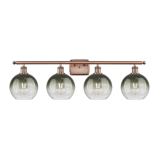Innovations Brookhaven Globe 38in 4-Light Bath Vanity Light | Industrial Antique Copper and Slate Glass | Bathroom Vanity | Model 516-4W-AC-G483-8SL