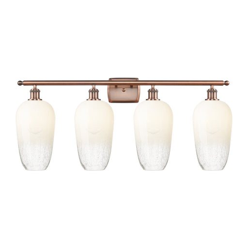 Innovations Brookhaven Flute 37in 4-Light Bath Vanity Light | Industrial Antique Copper Steel and Opal Glass | Bathroom Vanity | Model 516-4W-AC-G484-7OP