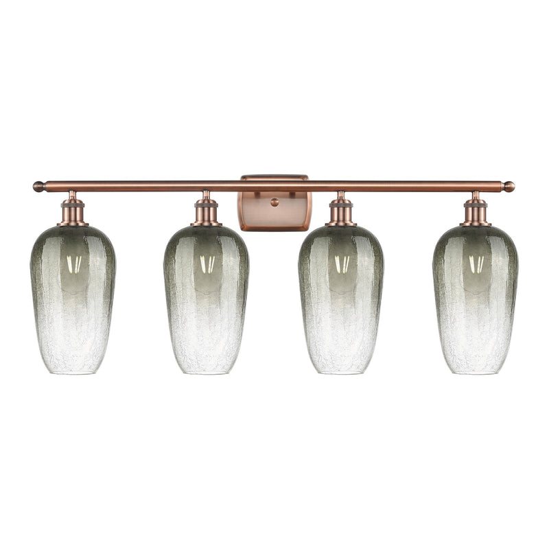 Innovations Brookhaven Flute 37in 4-Light Bath Vanity Light | Industrial Antique Copper Steel and Slate Glass | Damp Rated | Model 516-4W-AC-G484-7SL