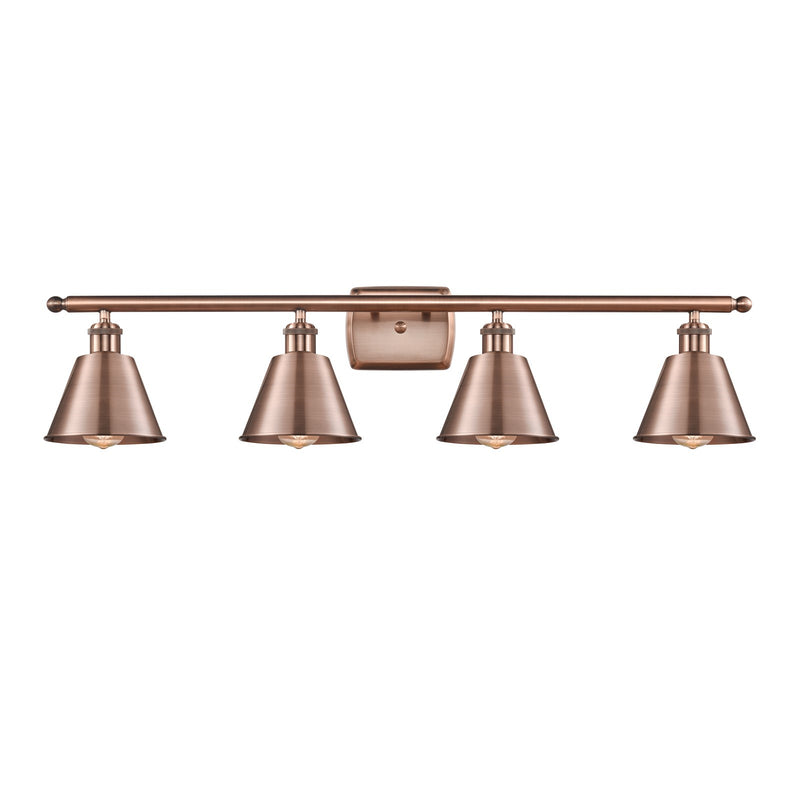 Innovations Lighting Smithfield 37in 4-Light Bath Vanity Light | Industrial Antique Copper Steel and Antique Copper Metal Shade | Model 516-4W-AC-M8
