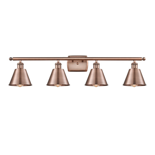 Innovations Lighting Smithfield 37in 4-Light Bath Vanity Light | Industrial Antique Copper Steel and Antique Copper Metal Shade | Model 516-4W-AC-M8