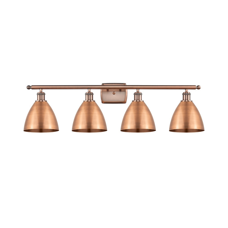 Innovations Bristol 38in 4-Light Bath Vanity | Industrial Farmhouse Antique Copper Steel and Cast Brass Metal Shade | Bathroom | Model 516-4W-AC-MBD-75-AC
