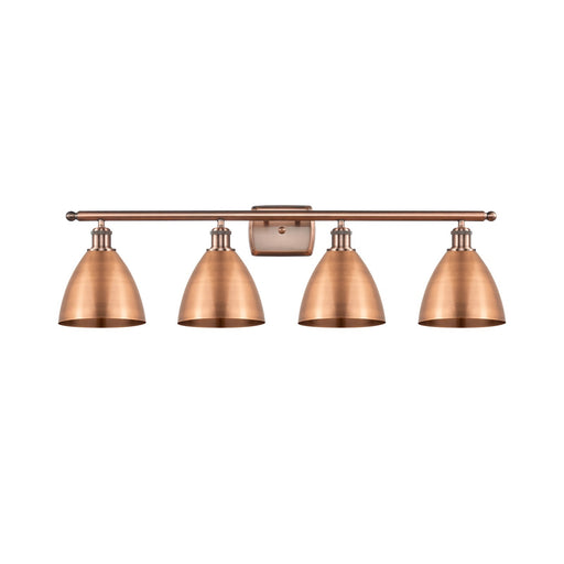 Innovations Bristol 37.5in 4-Light Bath Vanity Light | Industrial Antique Copper Metal and Antique Copper Metal Shade | Model 516-4W-AC-MBD-75-AC-LED