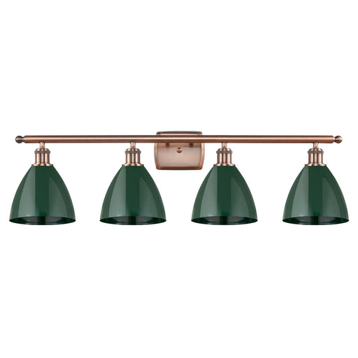 Innovations Plymouth 38in 4-Light Bath Vanity Light | Industrial Antique Copper and Matte Green Metal | Kitchen & Bathroom | Model 516-4W-AC-MBD-75-GR