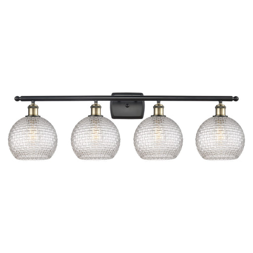 Innovations Athens 38in 4-Light Bath Vanity Light | Modern Farmhouse Black Antique Brass and Clear Basket Weave Glass | Damp | Model 516-4W-BAB-G122C-8CL